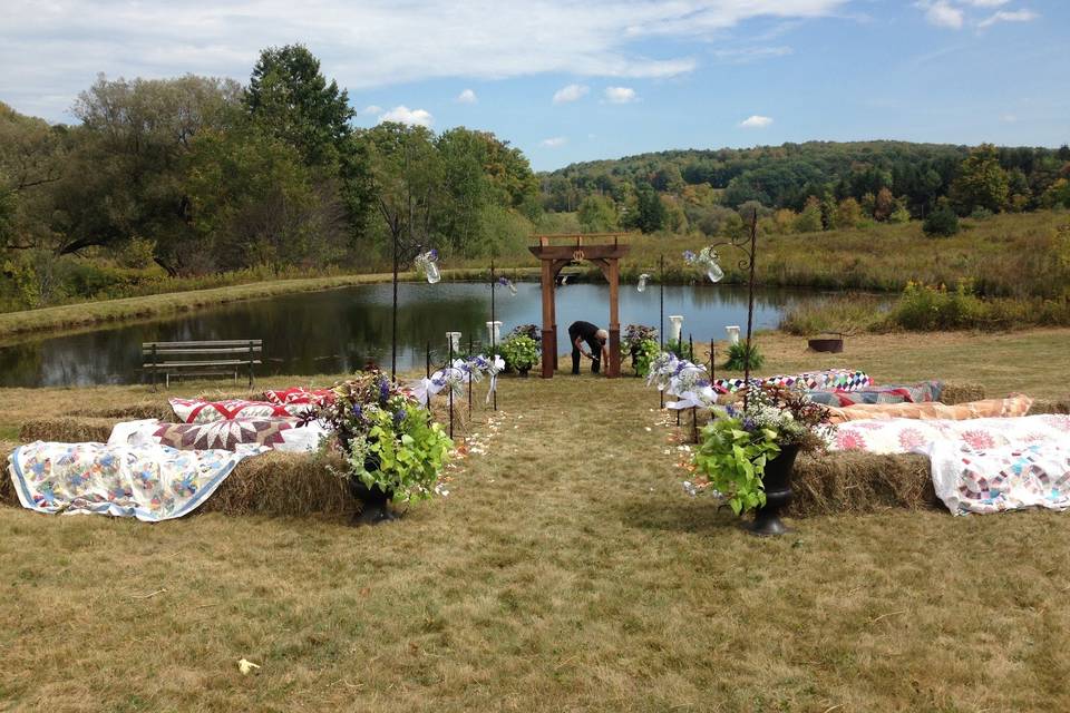 Wedding by pond