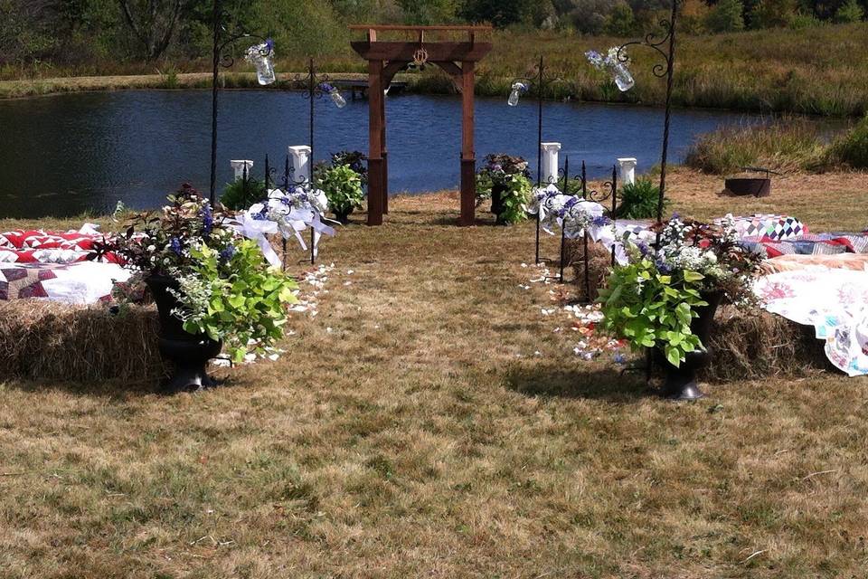 Wedding by pond