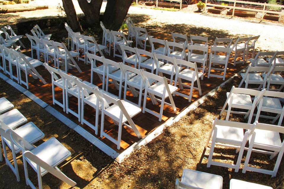 chairs for the ceremony, then we use the dance floor