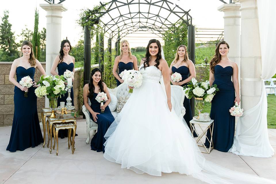 The bride with her bridesmaids