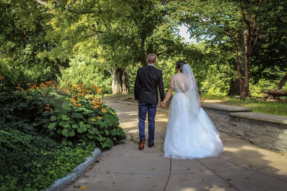 Bride & groom walking