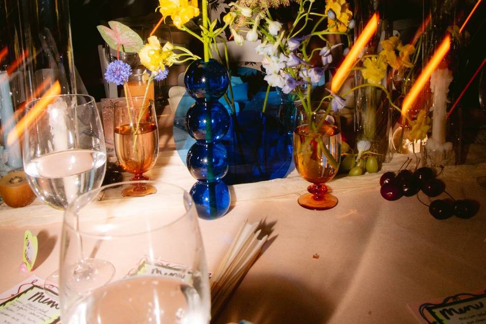 Colored glass bud vases