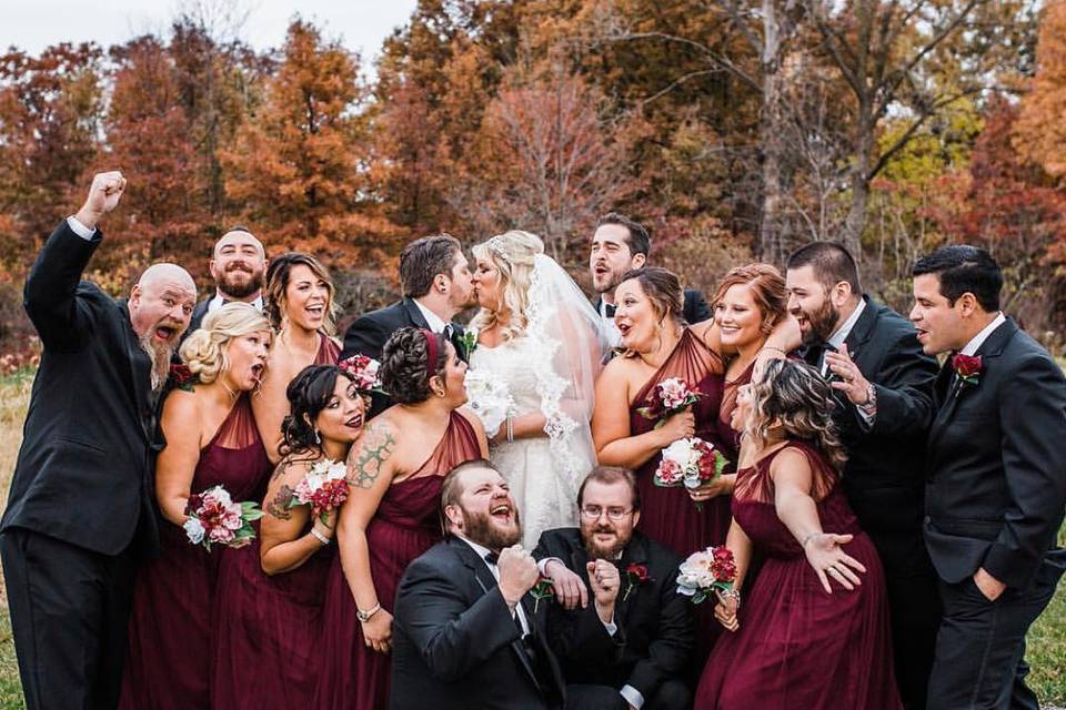 Fun wedding party portrait