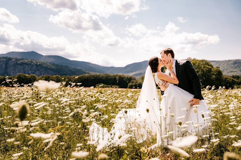 Mountain field wedding