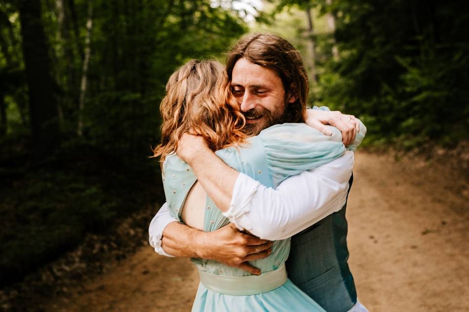 Elopement hug