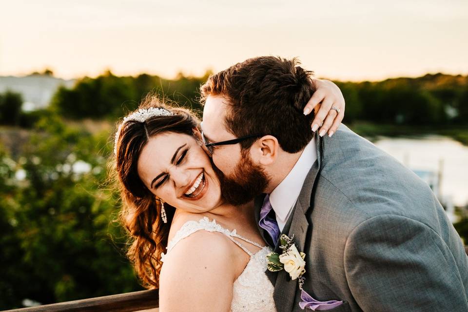 Wedding couple kiss