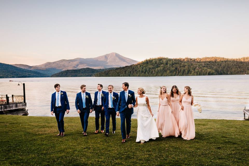 Lakeside bridal party