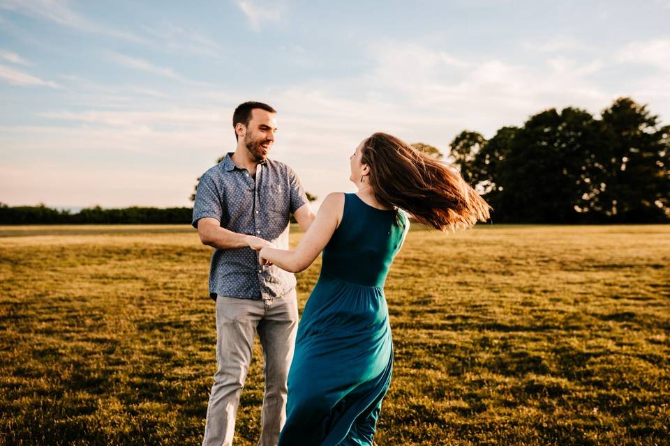 Dancing in field