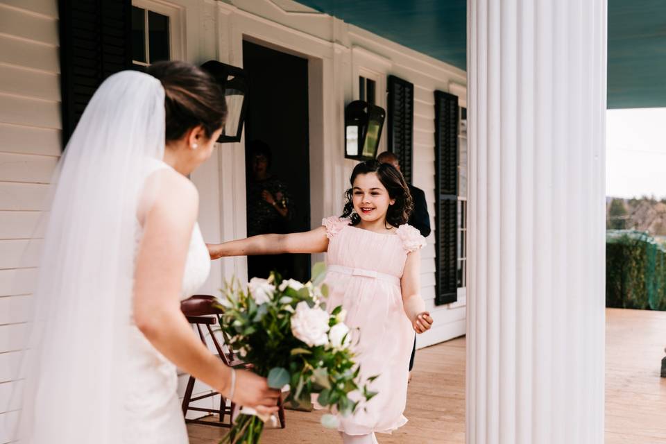 Flower girl hug