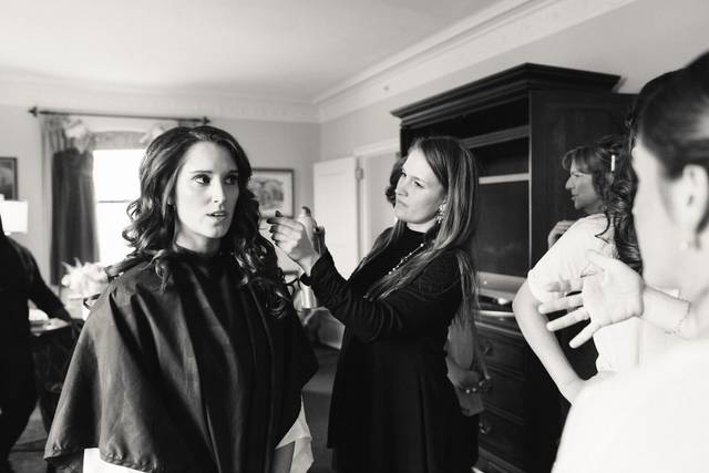 Bride with makeup artist