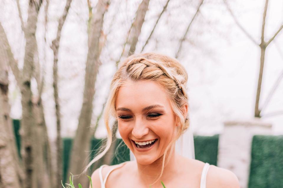 Holding the bouquet