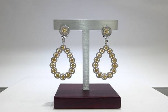 Natural Yellow Colored Diamond Earrings