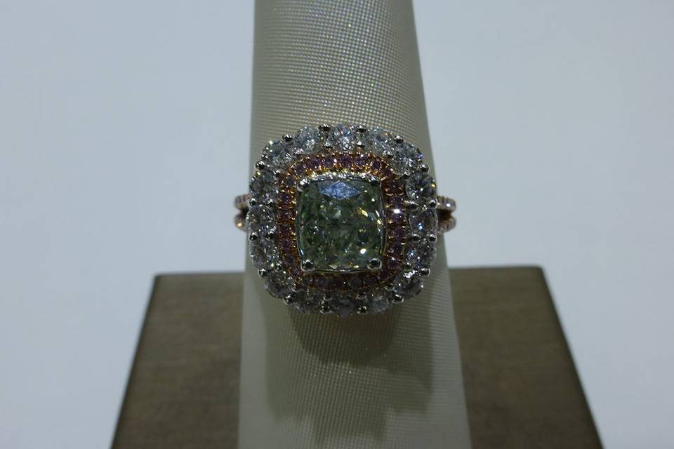 Natural Green Colored Diamond Ring