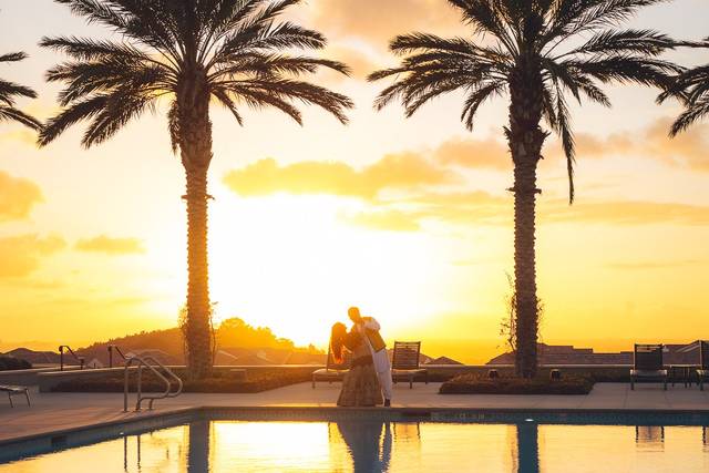 Sunset with palm trees