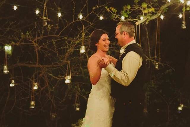 Bride and father dancing