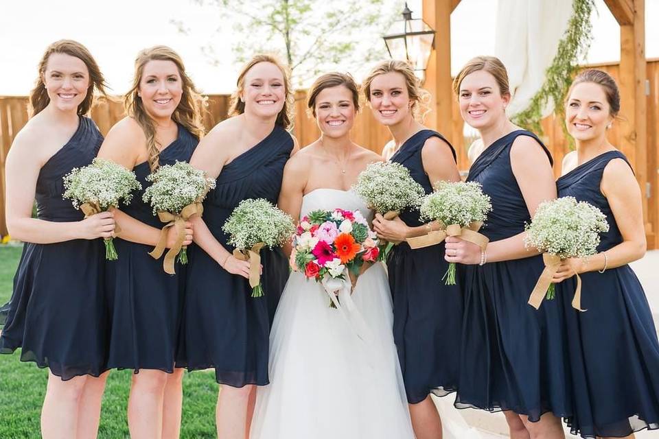 Bride and her bridesmaids