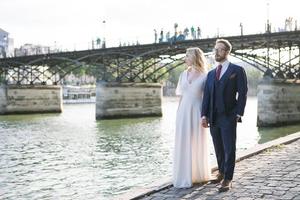 Newlyweds by the water