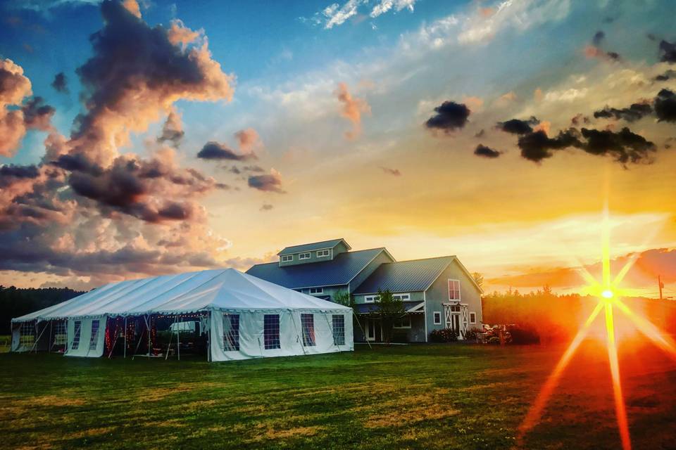 Barn and Tent at Sunset!