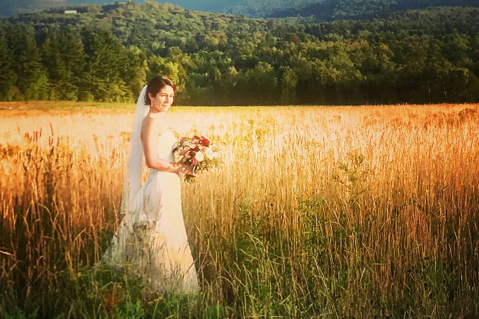 Bride in field