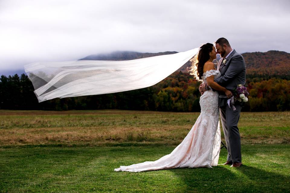 Bride in landscape