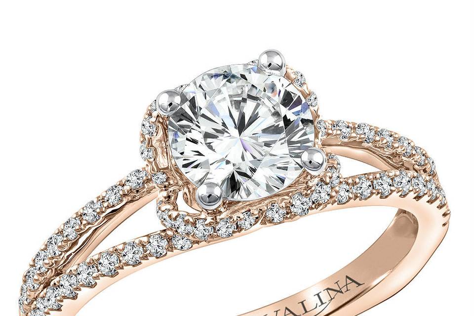 Diamond Exchange Dallas offers split shank rose gold engagement rings in Dallas, TX.  Contact us today to see our selection of wholesale diamonds and engagement rings.  Visit http://diamondexchangedallas.com