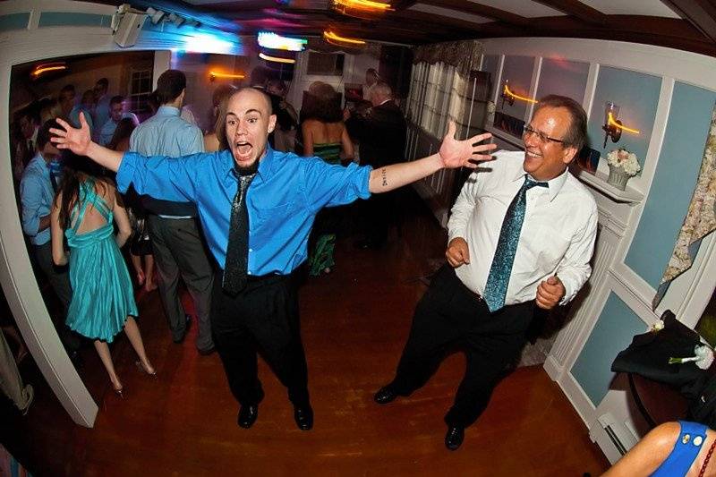 Wedding guests dancing