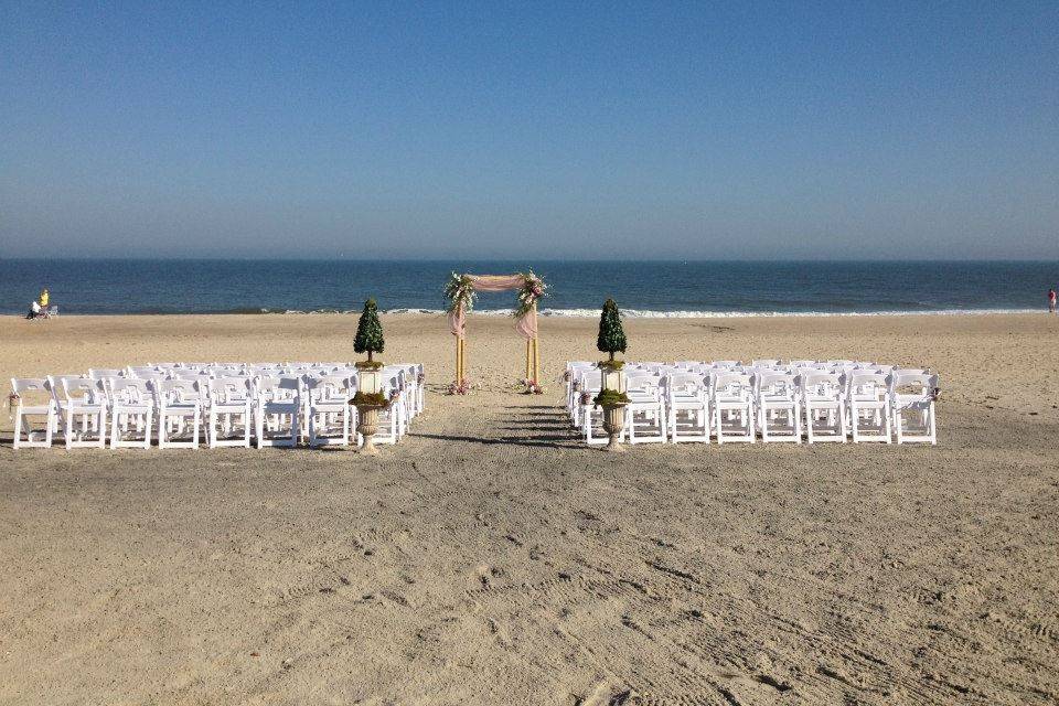 Beach wedding setup