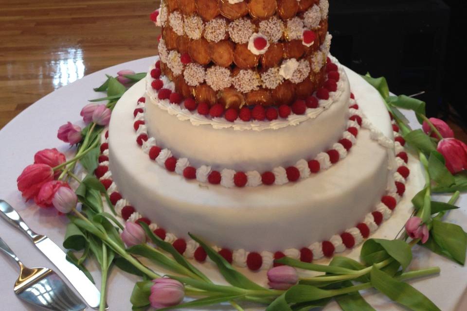 Multiple layered wedding cake