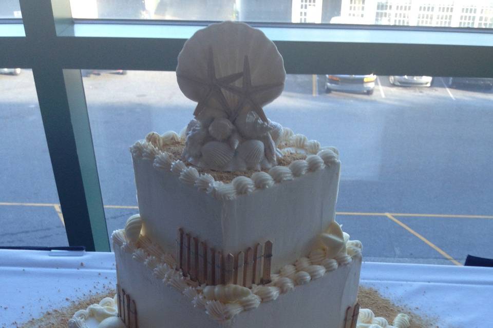 Multiple layered wedding cake