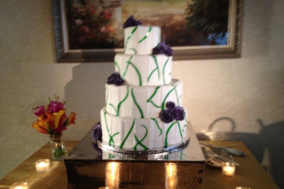 Multiple layered wedding cake