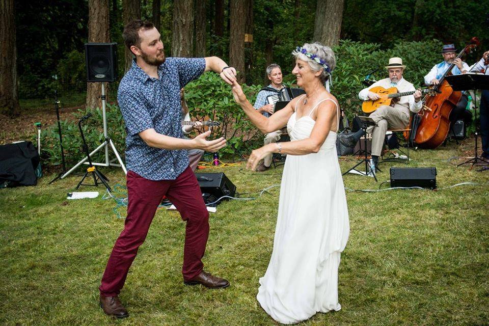 Performing at an outdoor wedding