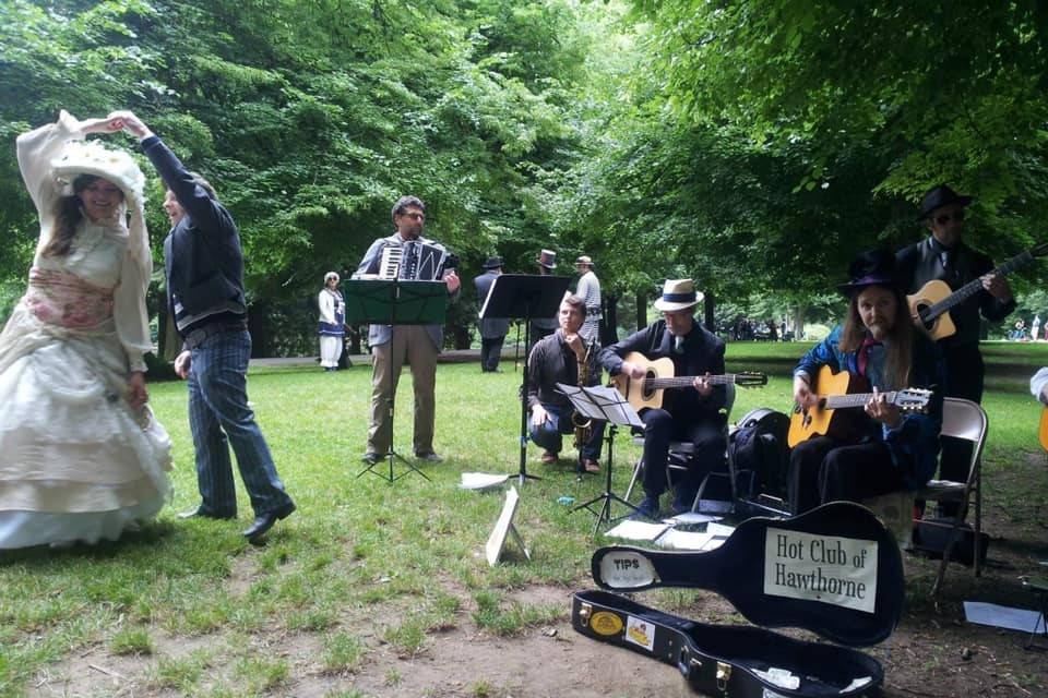 Performing at an outdoor wedding