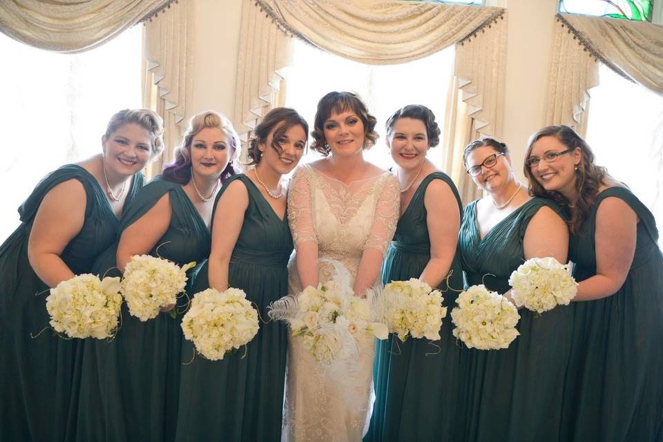 Bride and bridesmaids