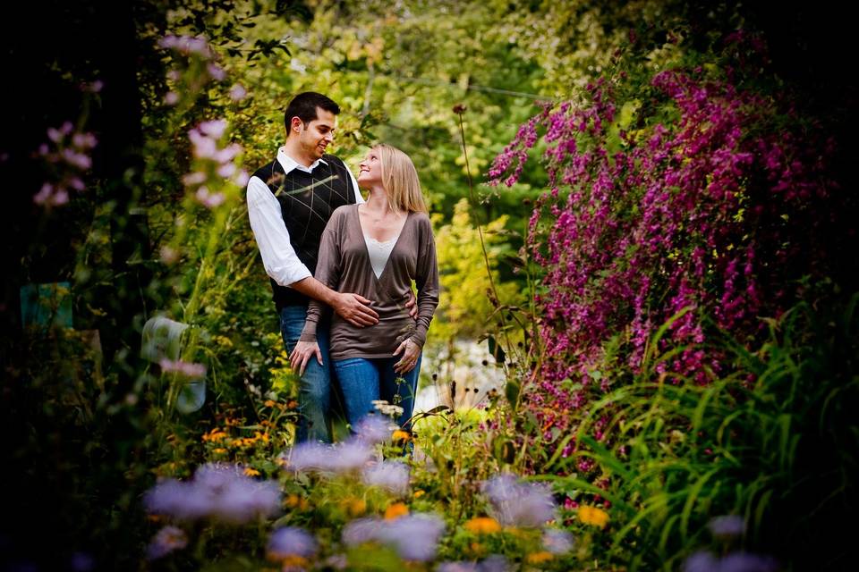 Engagement session in a beautiful park setting.