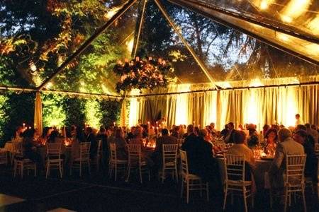 Candle light tent at wedding reception