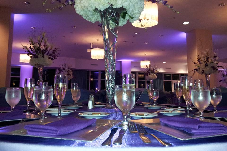 Table setting with glassware
