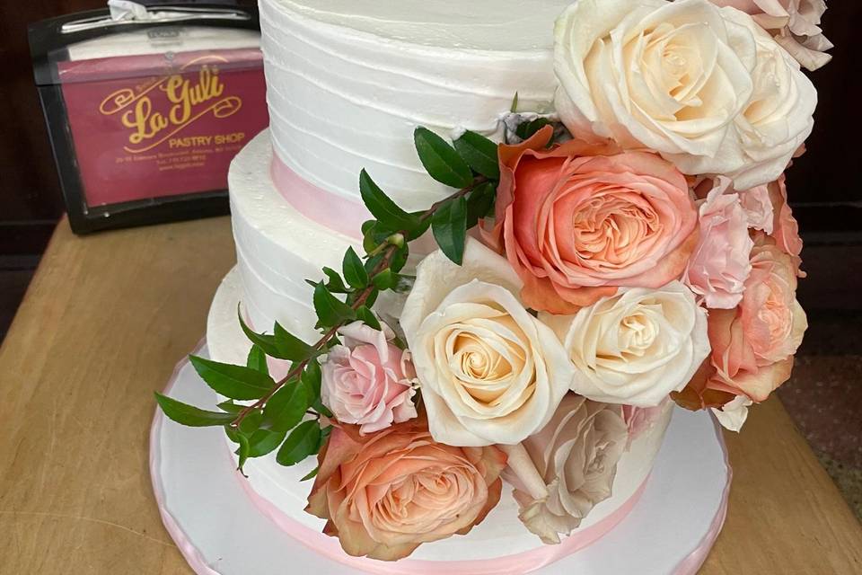 Two-tiered cake