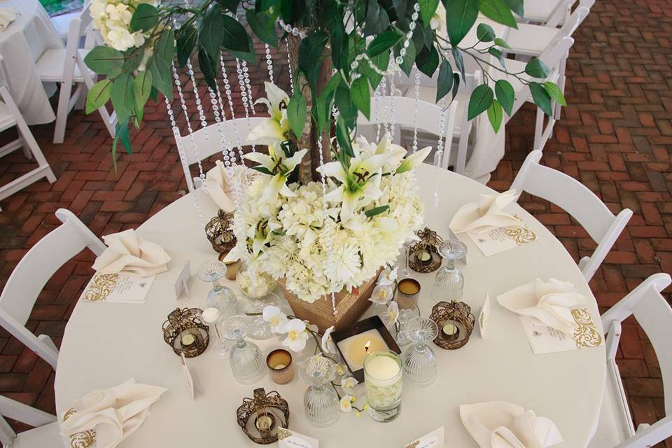 Table setup with centerpiece