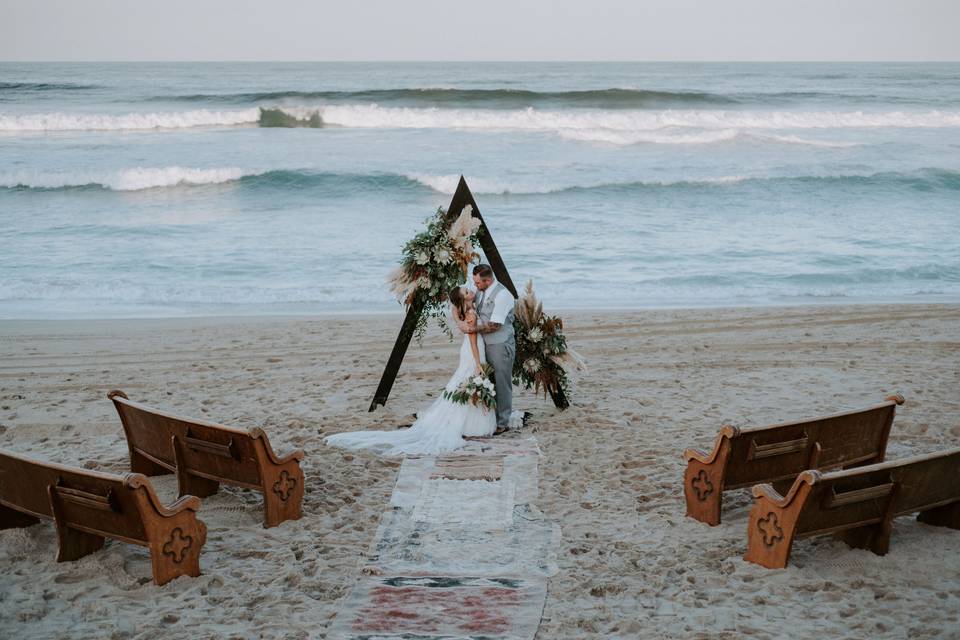 Beach ceremony set up