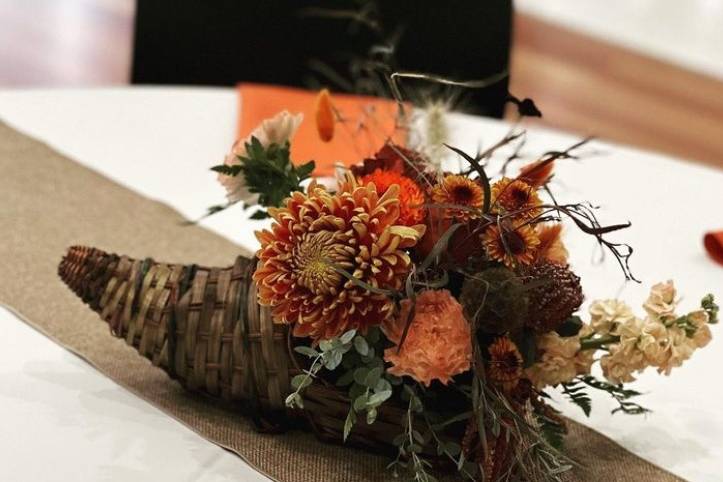 Orange themed cornucopias