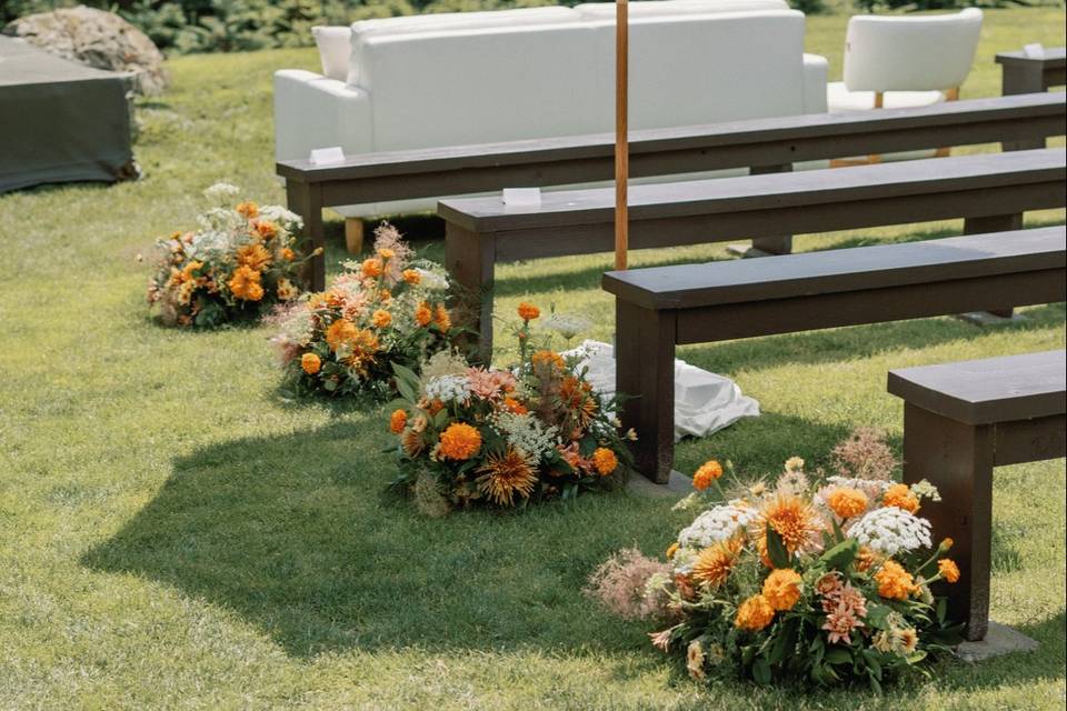 Ceremony benches at the lodge