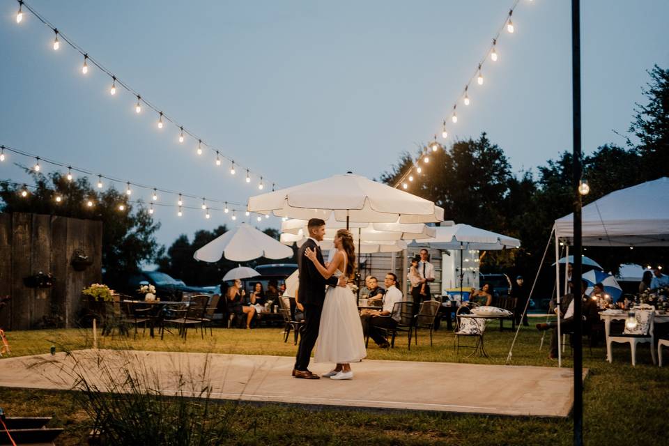 Umbrellas for rainy reception