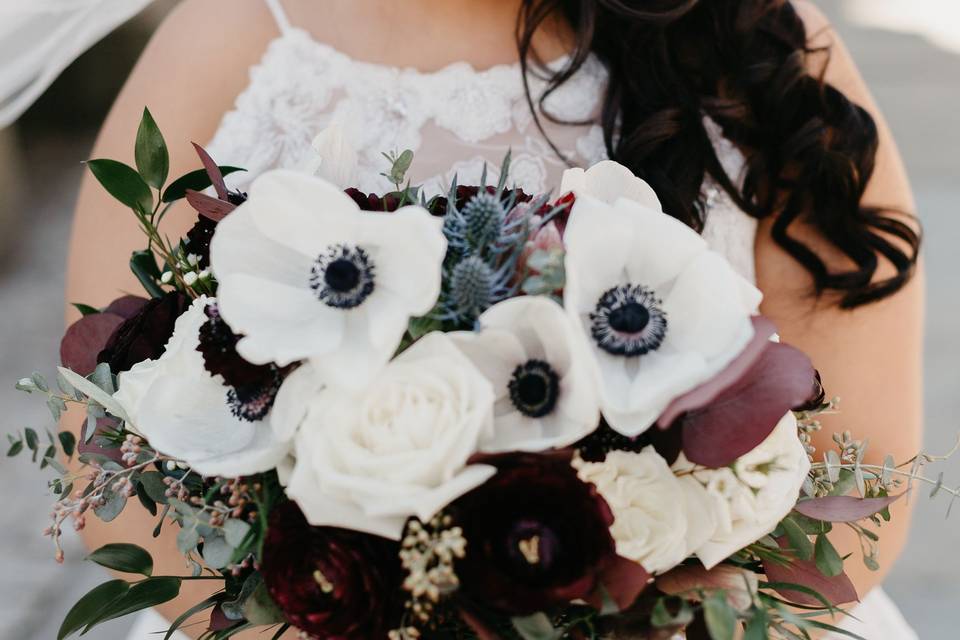 Burgundy and blue bridal