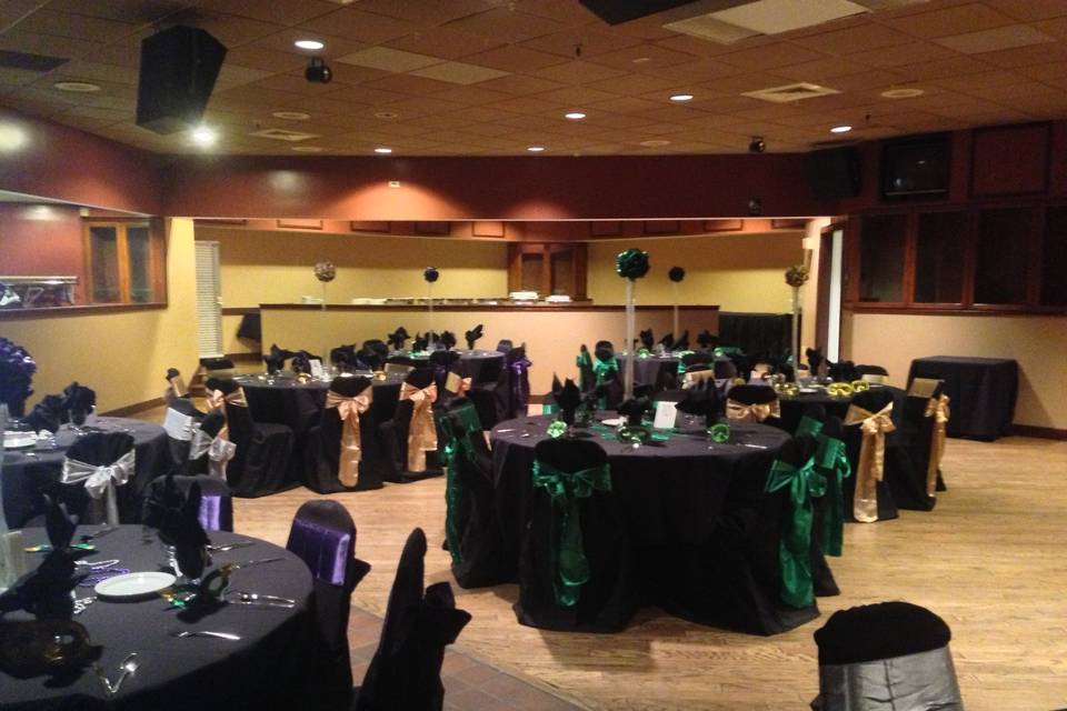 Green and black tables