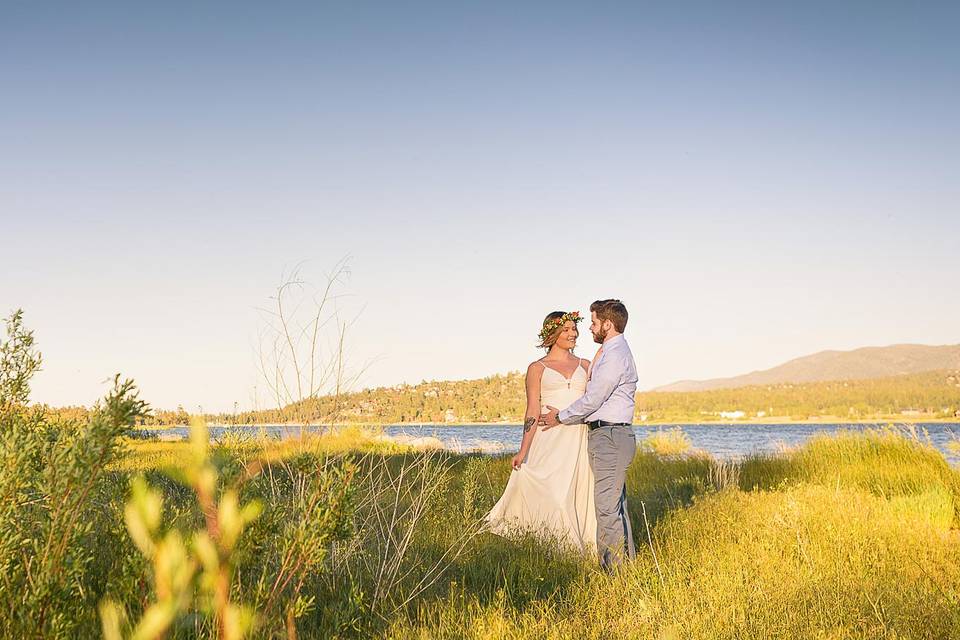 Big bear lake sunset elopement