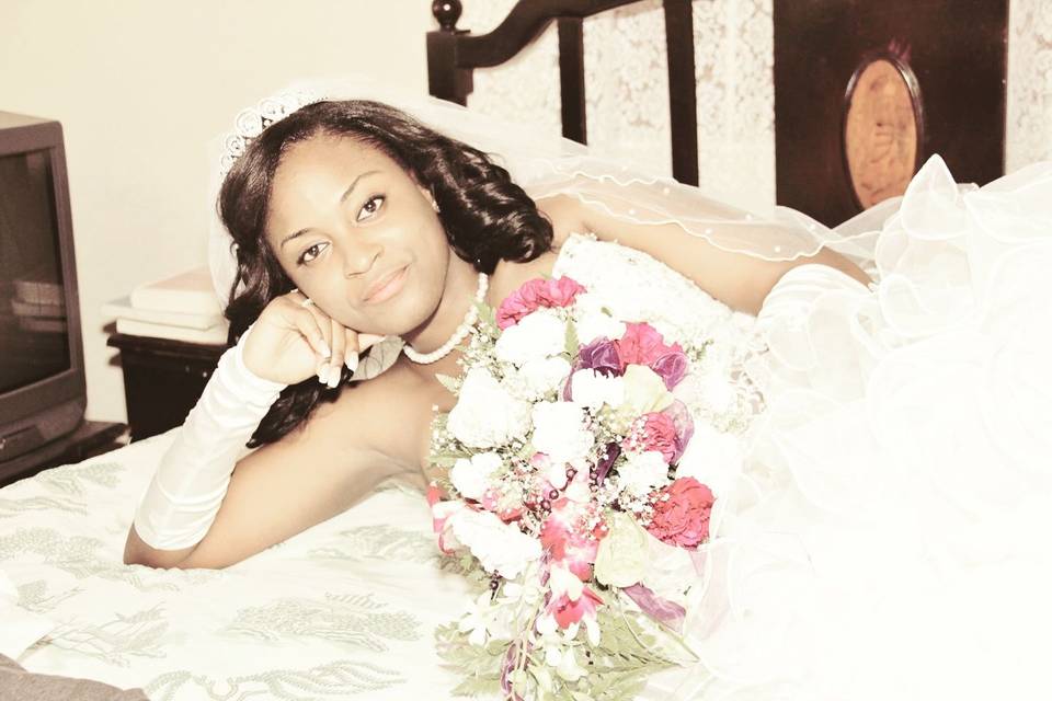 Bride and flowers