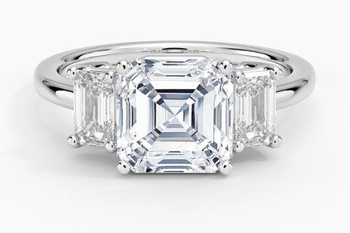 Three Stone Cut Engagement Rin