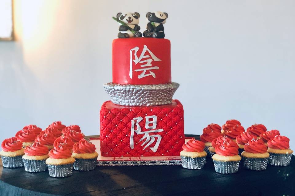 Oriental theme wedding cake