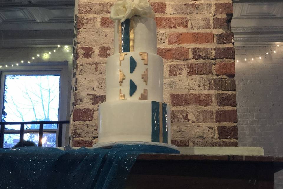 Peacock blue and gold wedding