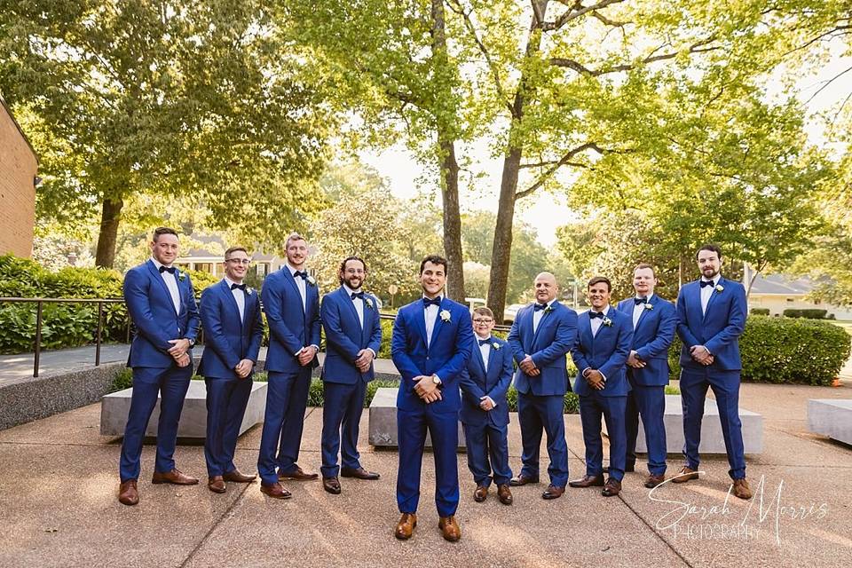 Groomsmen in blue suits